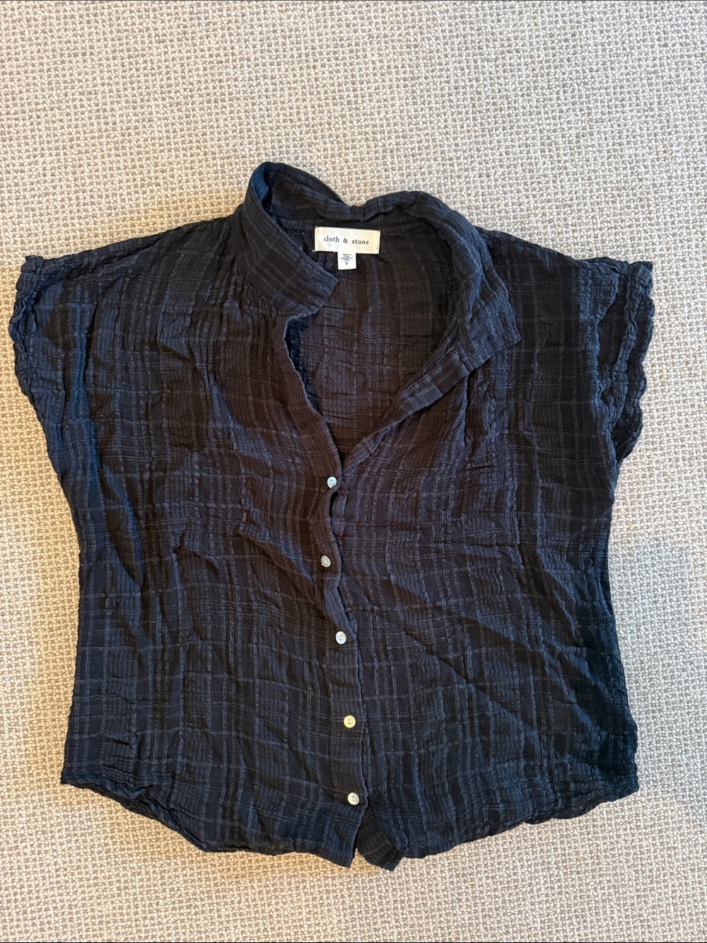 Cloth & Stone gauzy black button down - size XS